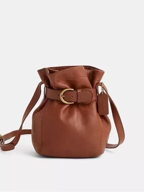 Vintage Coach Soho belted pouch bucket bag, rich mahogany brown leather L6H-4156